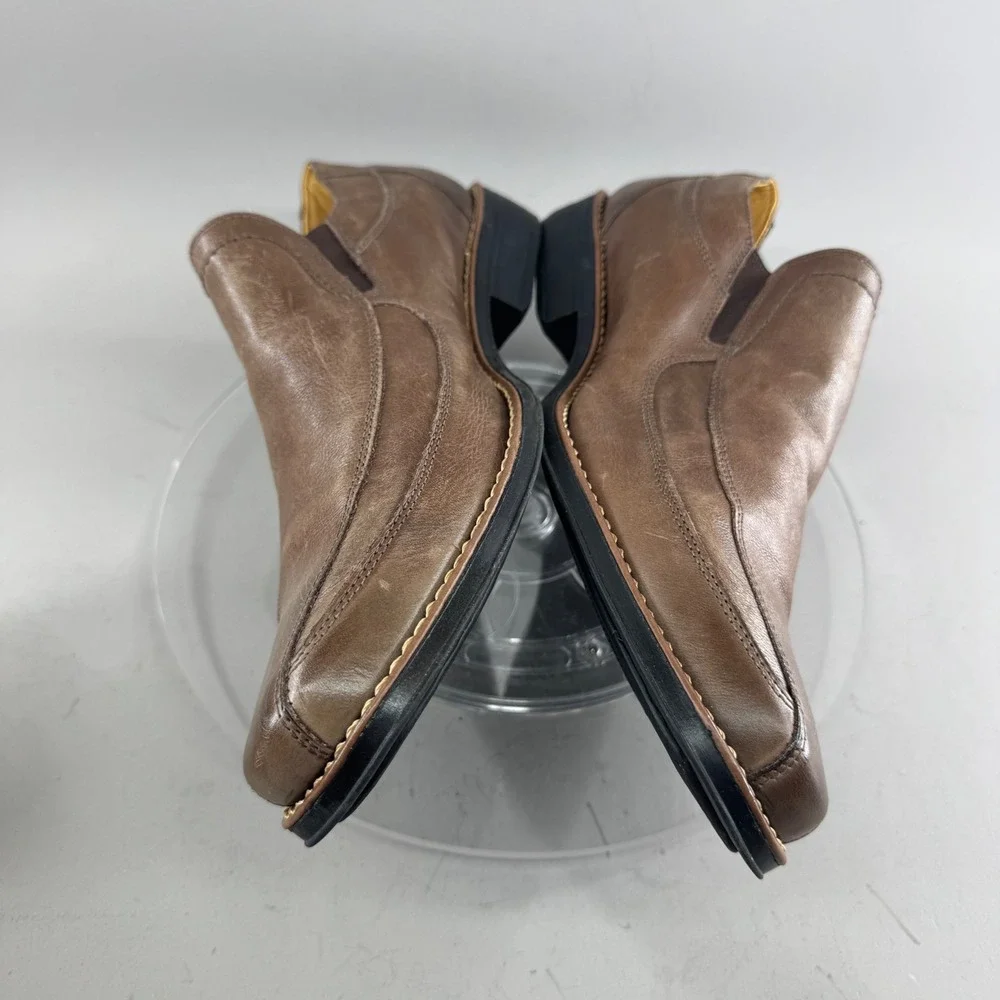 Sandro Moscoloni Mens Leather Slip On Loafers Square Toe Dress Shoes Brown 13D